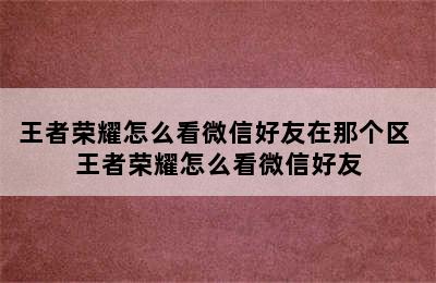 王者荣耀怎么看微信好友在那个区 王者荣耀怎么看微信好友